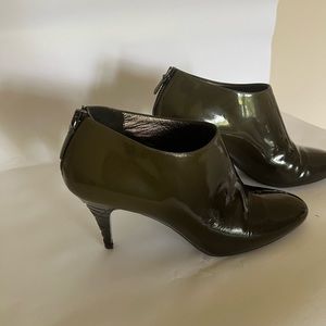 Burberry Olive Green Patent Leather Heel Booties